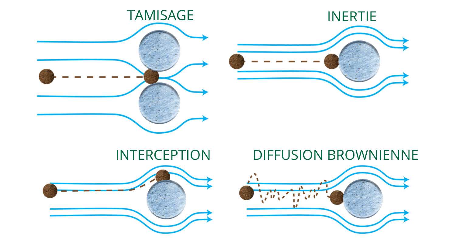 The 4 mechanisms of filtration